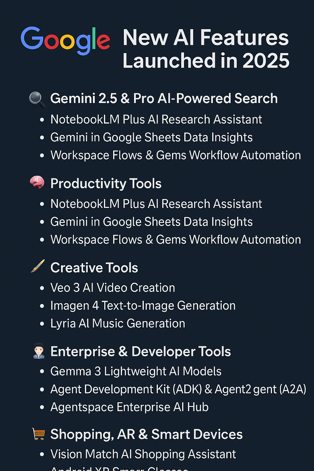 Google AI features 2025